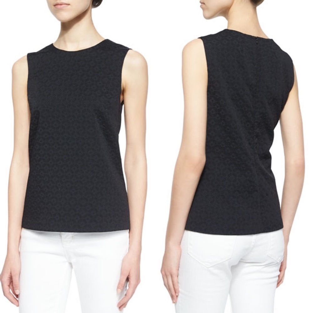 Theory Shell C Jacquard Sleeveless Black Top
